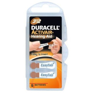 Duracell A312/da312/zl312, Zinc Air Cells, 6 Pc(s)