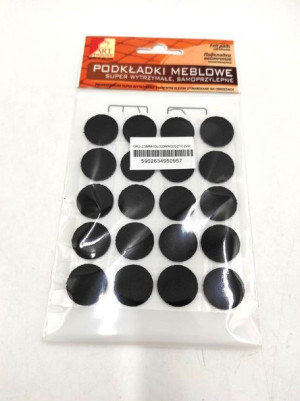 Podkładka Filc Koło 20mm 20szt Czarny Grub 2-2,5mm