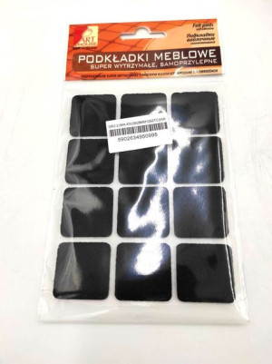 Podkładka Filc 28/28mm 12 Szt Czarny Grub 2-2,5mm