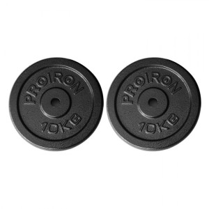 Proiron Prkisp10k Weight Plates Set, 2 X 10 Kg, Black, Solid Cast Iron