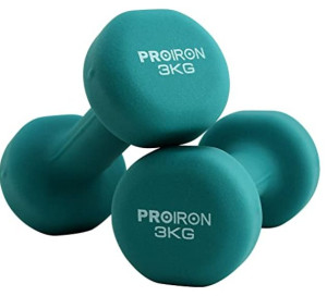 Proiron Prkned03k Dumbbells, 2 Pcs, 3 Kg, Dark Green, Neoprene
