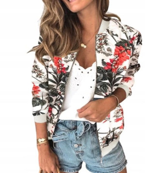 Bomberka Kurtka Kwiaty Damska W Kwiaty Bluza Xl