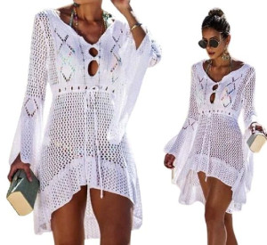 Sukienka Ażurowa Tunika Boho Letnia Koronka