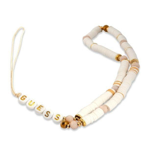 Guess Zawieszka Gustpearw Phone Strap Biały Heishi Beads