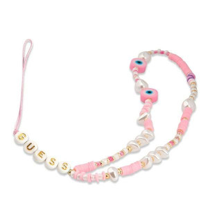 Guess Zawieszka Gustshpp Phone Strap Różowy Beads Shell