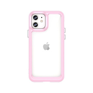 Outer Space Case Etui Do Iphone 12 Sztywny Pokrowiec Z Żelową Ramką Różowy