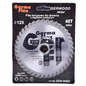 Piła tarczowa do drewna - 40 zębów Gerwood 125x22,2 40T