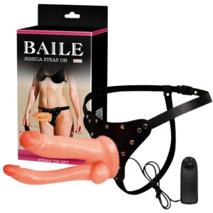BAILE - JESSICA Podwójny Strap-on z wibracjami, Cielisty