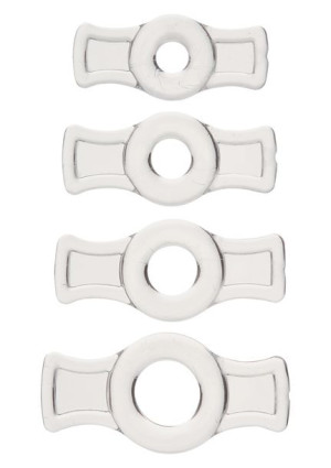Zestaw pierścieni erekcyjnych Titanmen Cockring Set Clear 4 szt.