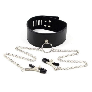 Obrożą z klipsami na sutki Collare con morsetti per capezzoli Leash nipple