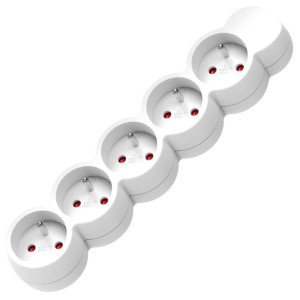 Przedłużacz 5-krotny 2P+Z, 3m H05VV-F 3x1,0mm?, Imax 10A, biały