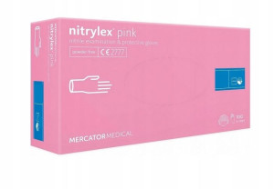 RĘKAWICE RĘKAWICZKI NITRYLOWE 100szt L med Pink