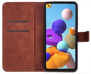 Etui Z Klapką Skórzane Do Samsung A21s + Szkło