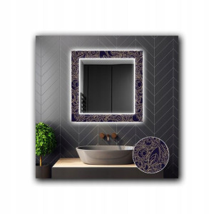 Lustro Kwadratowe Dekoracyjne LED 09 80x80cm