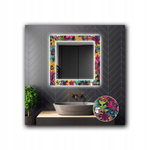 Lustro Kwadratowe Dekoracyjne LED 14 70x70cm