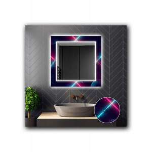 Lustro Kwadratowe Dekoracyjne LED 16 70x70cm