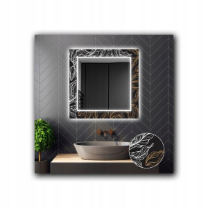 Lustro Kwadratowe Dekoracyjne LED 17 80x80cm