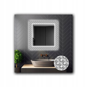 Lustro Kwadratowe Dekoracyjne LED 34 90x90cm