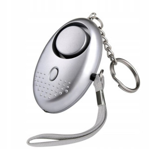 Głośny Mini Alarm Osobisty 130db Latarka Brelok Kr