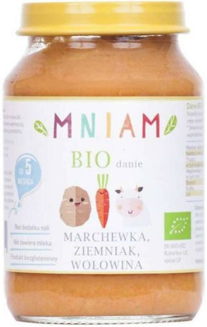 Danie marchewka - ziemniak - wołowina od 5 miesiąca 190 g - Mniam BIO Danie