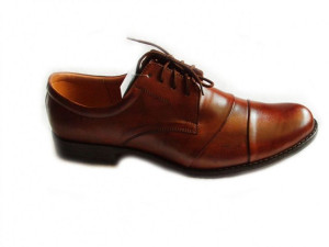 Skorzane BUTY MESKIE koniak szerokie TĘGOSĆ H 39