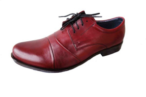 Skórzane BUTY MESKIE szerokie TĘGOSĆ H BORDO 46
