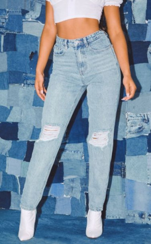 PRETTY LITTLE THING SPODNIE jeansowe 46
