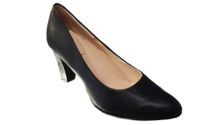 Czółenko skórzane czarne tęgość  H SZEROKIE 40