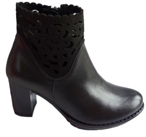 Skórzane Botki czarny Obcas 7cm  tegość G nr 39