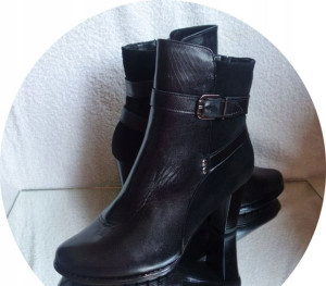 SKÓRZANE BOTKI szerokie tęgośc H OBCAS 9 CM 42