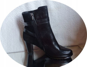 SKÓRZANE BOTKI szerokie tęgośc H OBCAS 9 CM 44