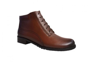 -30% SKÓRZANE BOTKI BRĄZ szerokie tęgośc H OBCAS 3,2cm. 44