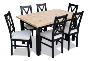 Stół 90x140/210 rozkładany blat Artisan i 6 krzeseł