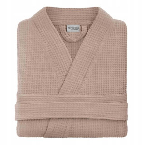 Damski Szlafrok Bawełna Kimono Wafel Gofer Beż S/m