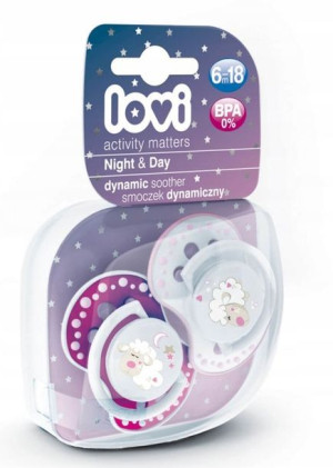 LOVI Smoczek dynamiczny 6-18m 2 szt Night&Day
