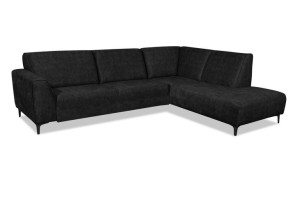 PRAWY Duży czarny narożnik LUNA do salonu kanapa narożna sofa rogówka