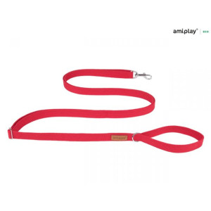 Amiplay Smycz Easy Fix Cotton Czerwona 160 - 300 cm Rozmiar L