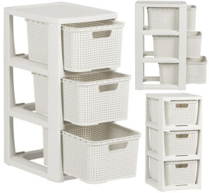 Regał Komoda Szafka Półka Z 3 Koszami Rattan Branq
