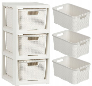 Regał Komoda Szafka Półka Z 3 Koszami Rattan Branq