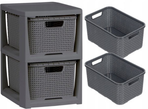 Regał Komoda Szafka Półka Z 2 Koszami Rattan Branq