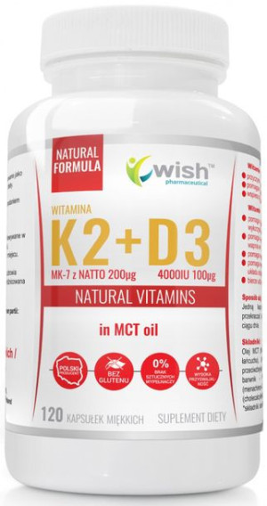 WISH K2 MK-7 200mcg+D3 100mcg 4000IU MCT - 120kaps
