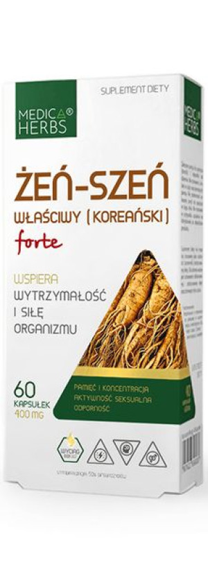 Medica Herbs Żeń-szeń Właściwy Kor. Forte 60 Kaps