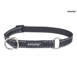 AmiPlay Obroża Półzaciskowa Reflective Czarna Rozmiar L