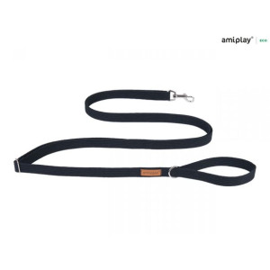 Amiplay Smycz Easy Fix Cotton Czarna 160 - 300 cm Rozmiar M