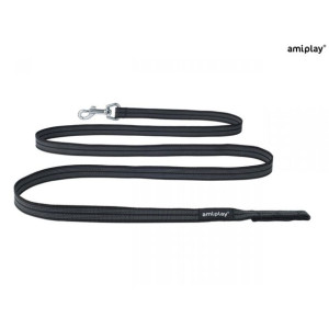 Amiplay Smycz Treningowa Bez Rączki Rubber 200 cm Czarny Rozmiar L - XL