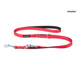 Amiplay Smycz 6 w 1 Twist 100 - 200 cm Rozmiar M Czerwona