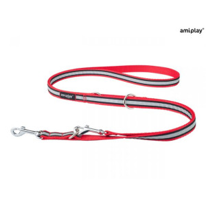 Amiplay Smycz Regulowana 6 w 1 Shine 100 - 200 cm Czerwona Rozmiar XL