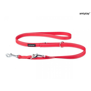Amiplay Smycz 6 w 1 Reflective Czerwona 100 - 200 cm Rozmiar L