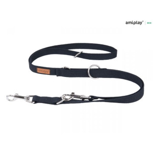 Amiplay Smycz Regulowana 6 w 1 Cotton Czarna 100 - 200 cm Rozmiar XL
