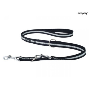 Amiplay Smycz 6 w 1 Cotton Shine Czarna 100 - 200  cm Rozmiar L
